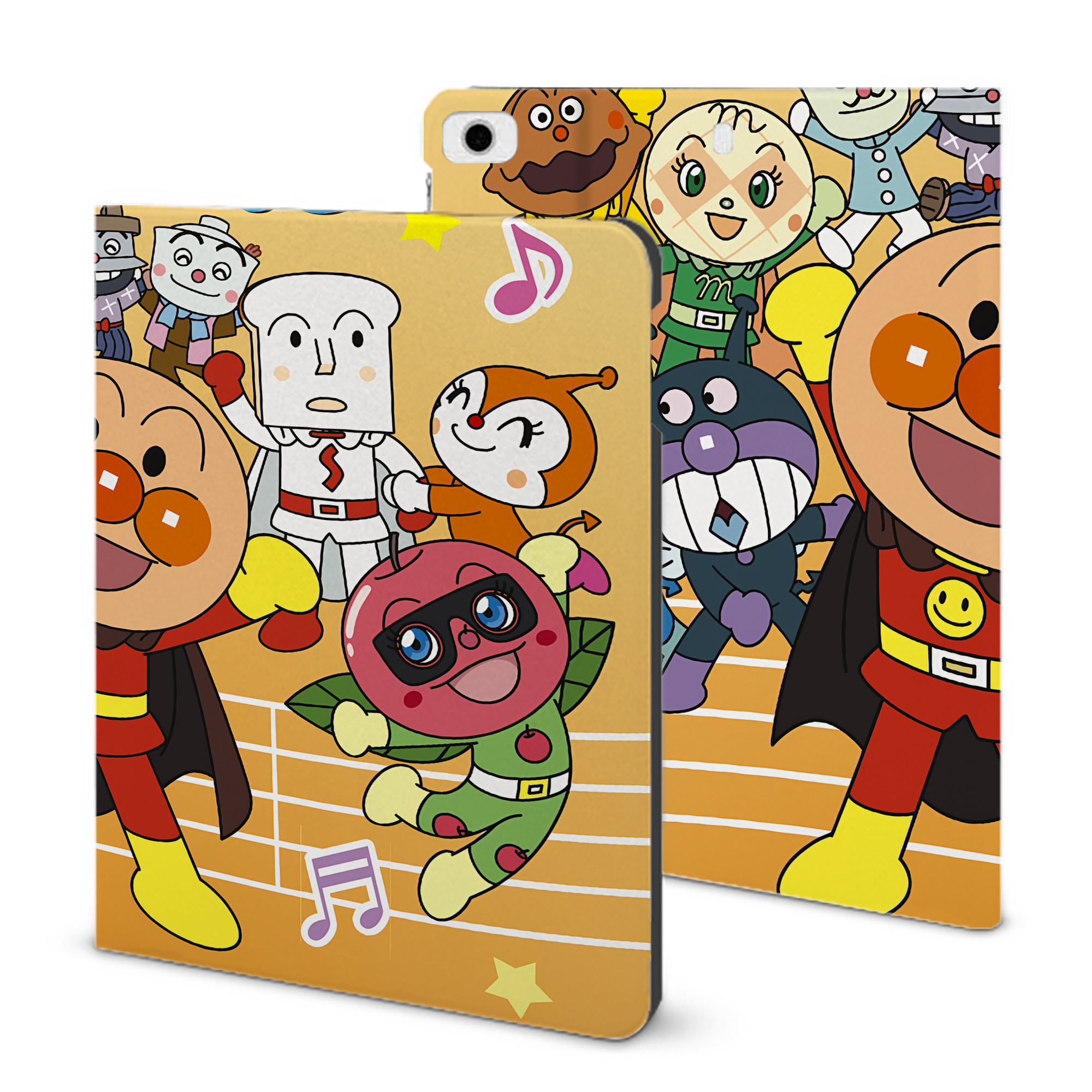 （画像用） アンパンマン Anpanman IPad ケース ブック型 PUレザー TPU 耐衝撃 軽量 薄型 ペン収納なし 全面保護 IPad 各モデル対応